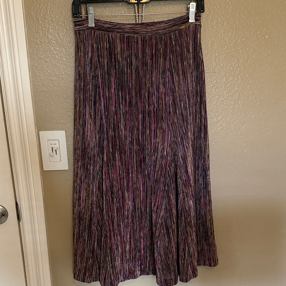 Maeve Purple Multi-Stripe Pleated Maxi Skirt